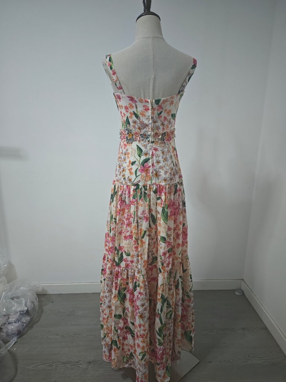 Agua By Agua Bendita lima jardiniera' floral-print linen maxi dress - Picture 4 of 13